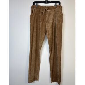 Porter Collective Corduroy Pants Brown Stretch Drawstring Elastic Waist Large